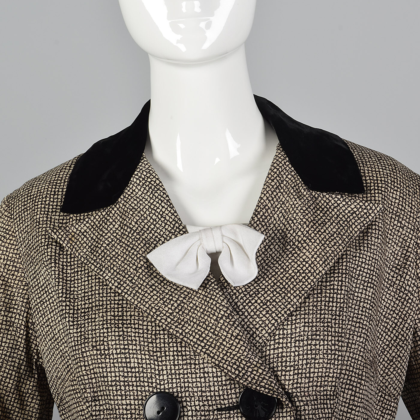 M 1950s Set Short Sleeve Pencil Dress Boxy Jacket Removable Dickie Day Wear 50s