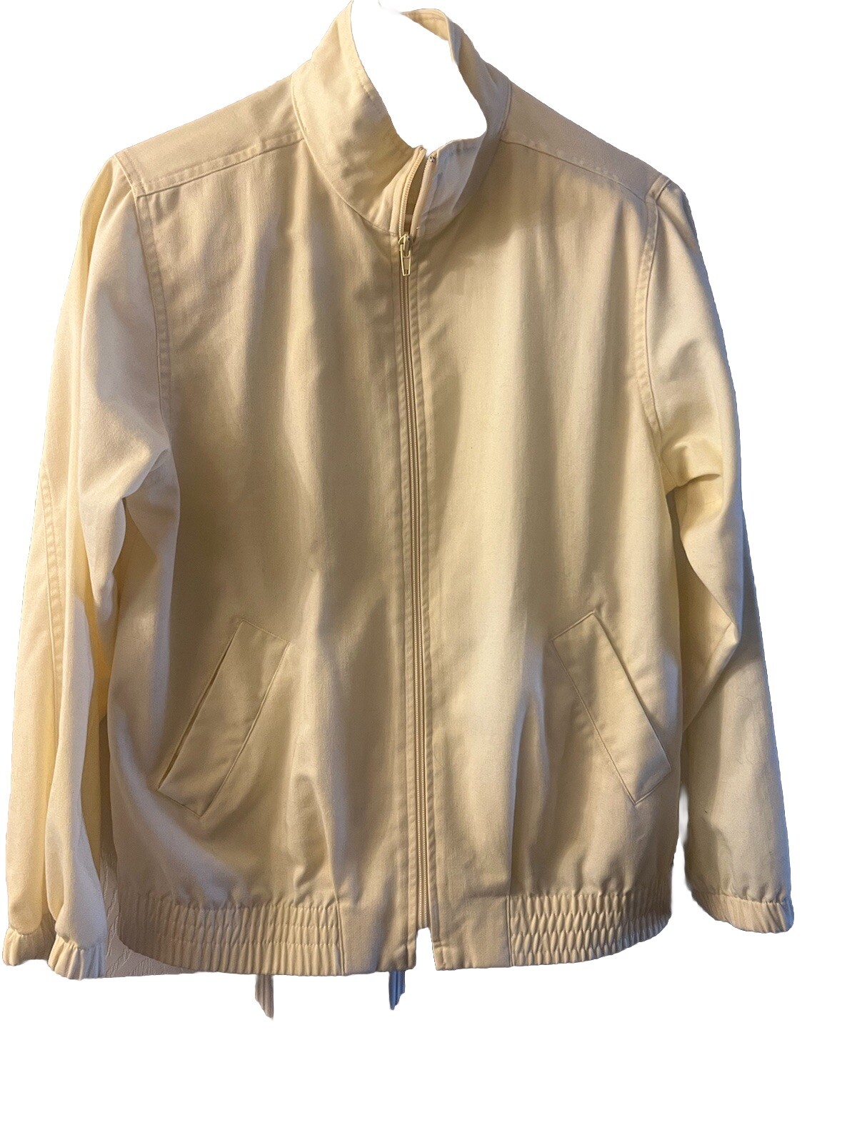 Appleseeds womens vintage 1970s zip up jacket yellow made In USA shoulder pads