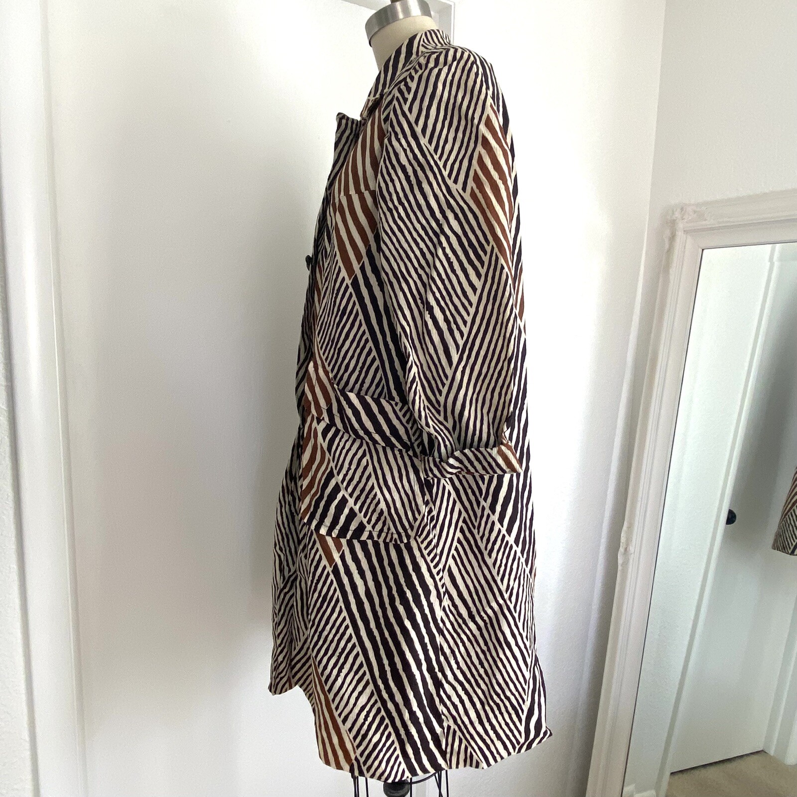 Betty Rose Vintage 1960s Sea-Dry Water Repellent Stripe Button Jacket Coat – M