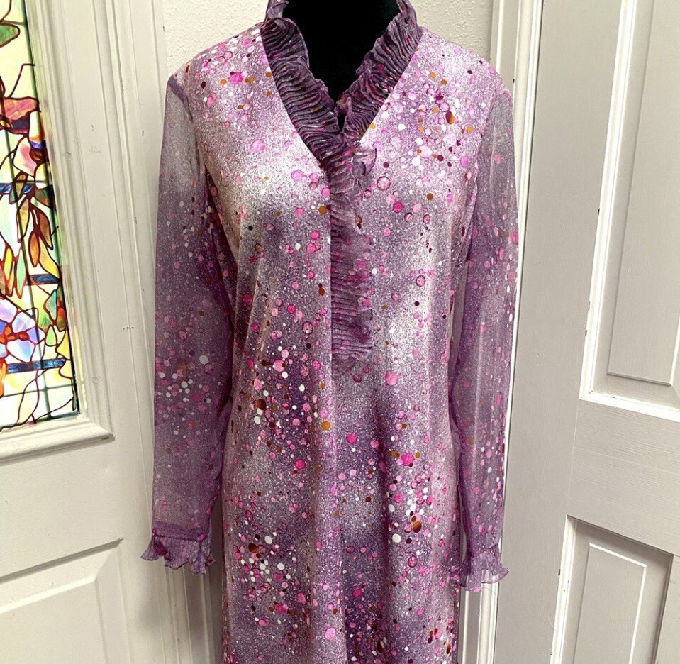 Beautiful Vintage 1970’s Umbo By Parues Feinstein Lavender Dress
