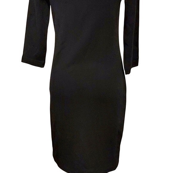 Ralph Lauren Sheath Dress Womens Medium Black Lace Up Shoulder 3/4 Sleeve Cotton
