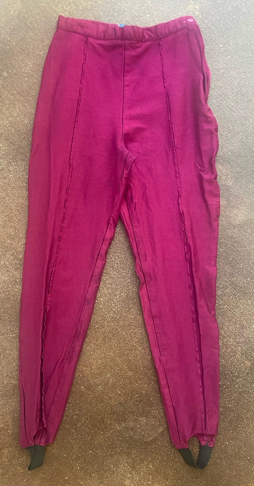 Vintage America XS Purple Plum Stirrup Pants Zipper Button Closure