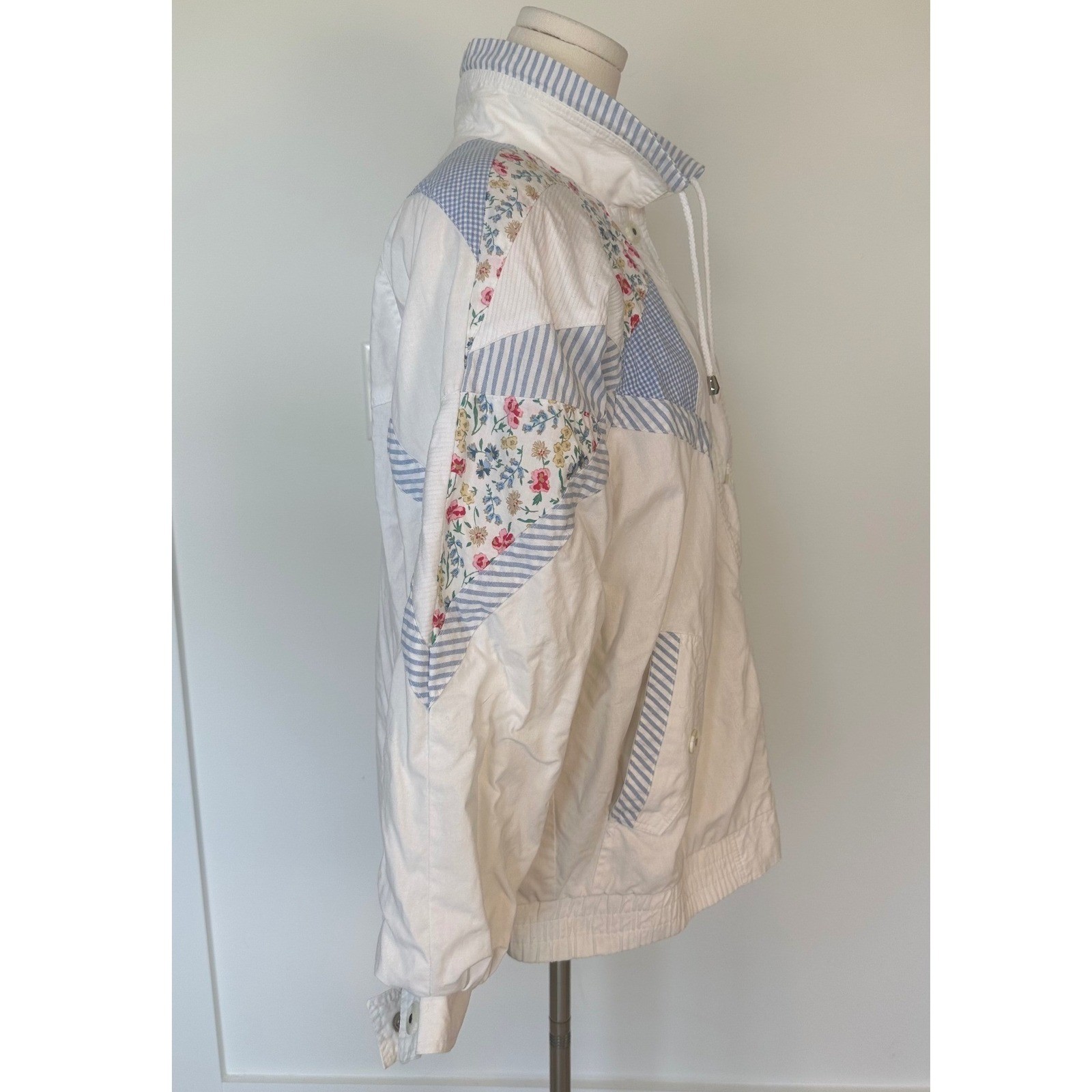 Vintage 90s Current Seen Patchwork Floral Striped Cotton Jacket M Cottagecore