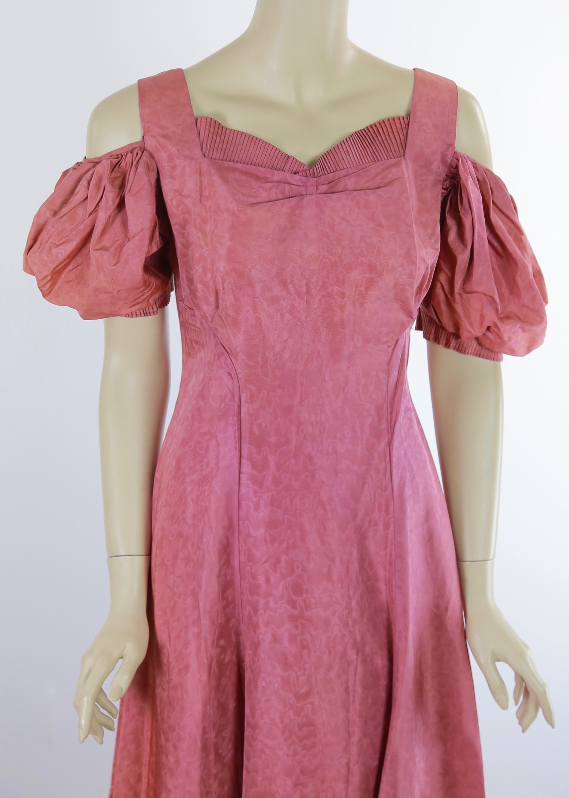 Vintage VTG 40s evening dress mauve pink open shoulder