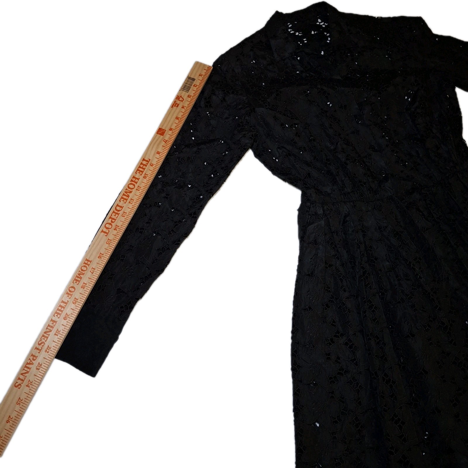 Vintage Black AFL CIO Union Made Lace Dress Classic Cinched Waist Flared Skirt