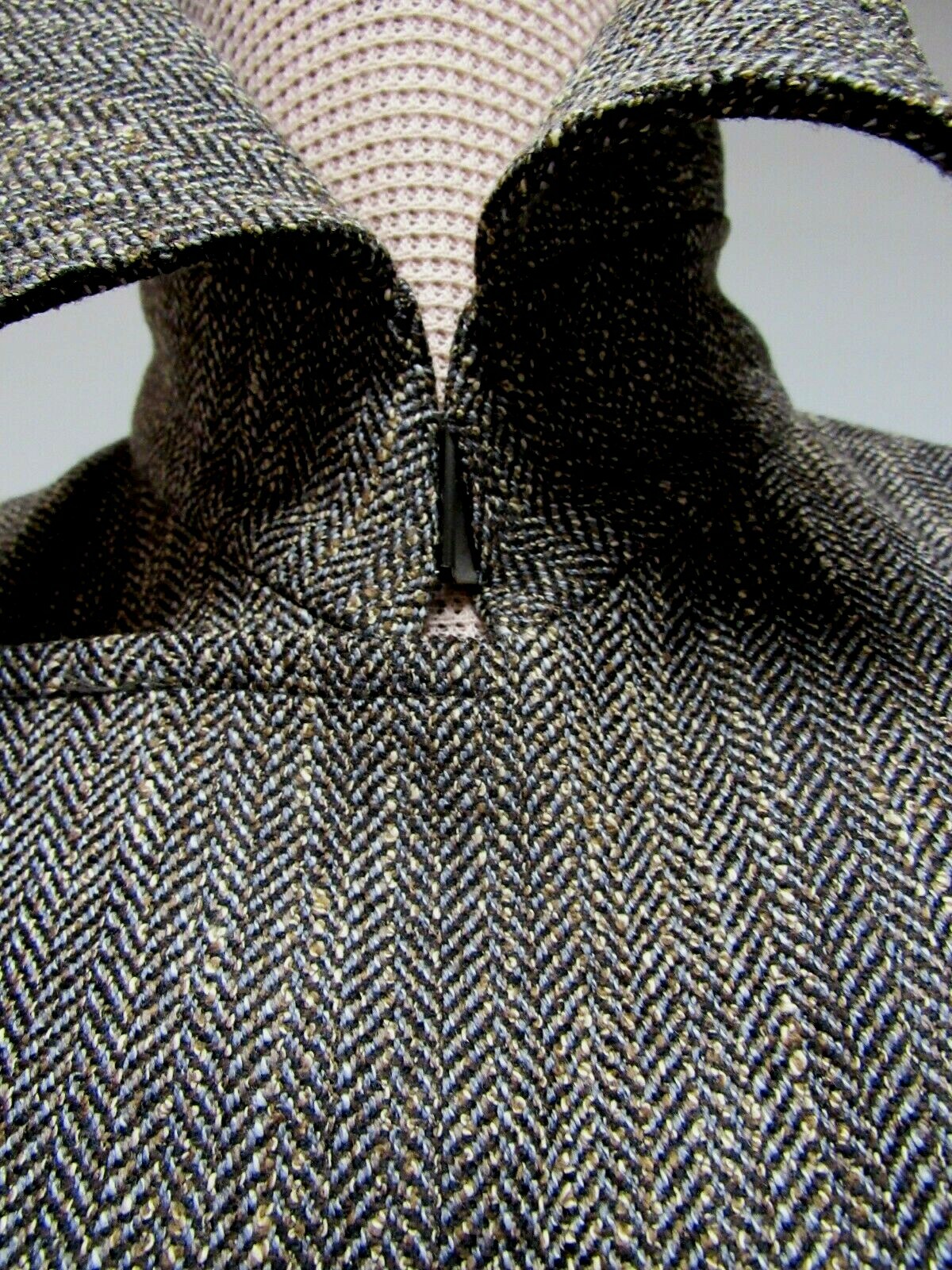 VTG COMPANY ELLEN TRACY Wool Blnd Jacket Biker Style Zipper Harris Tweed Gray 6