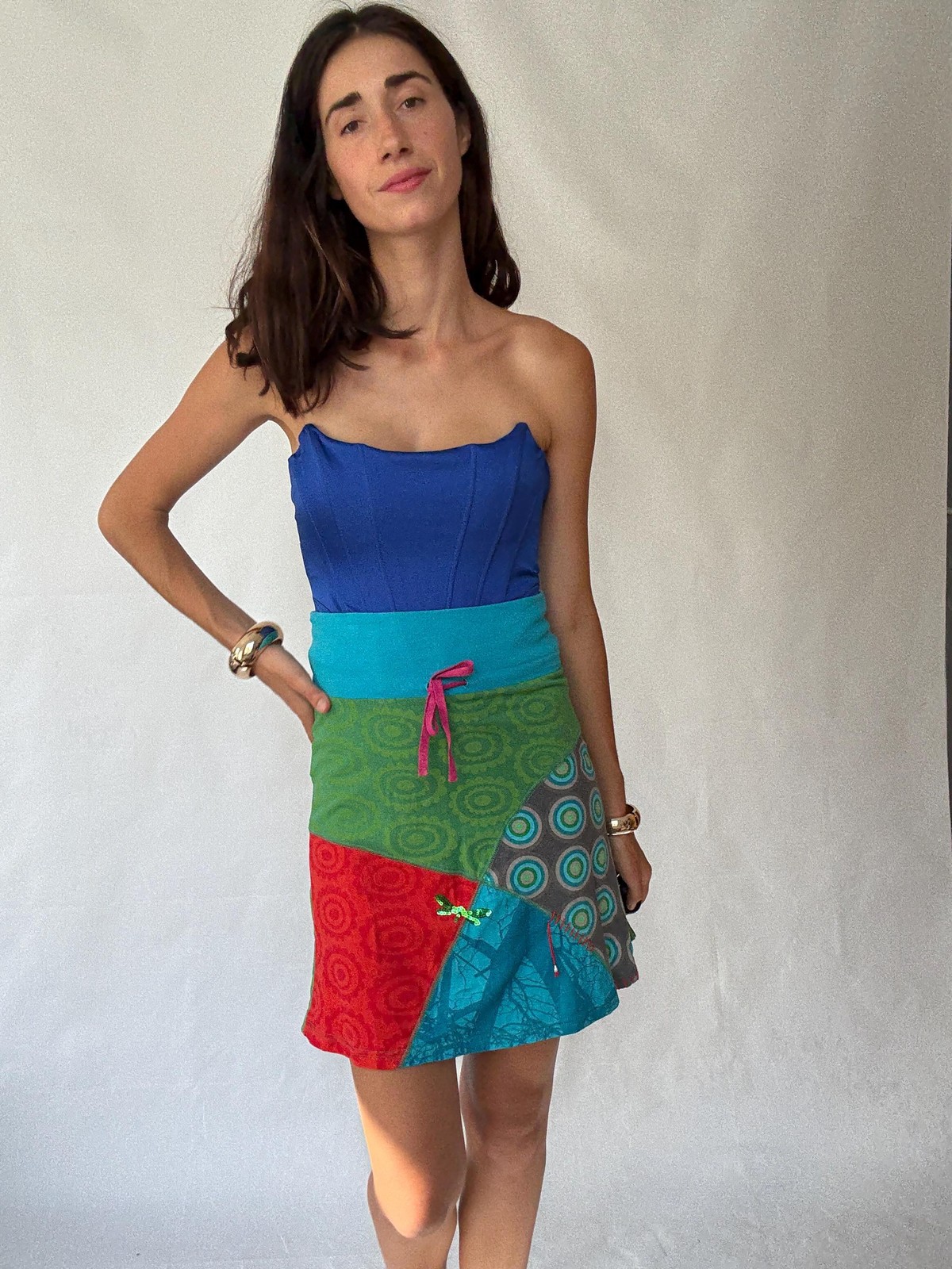 Eclectic Desigual Cotton Skirt with Vibrant Patterns and Patchwork – Bohemian St