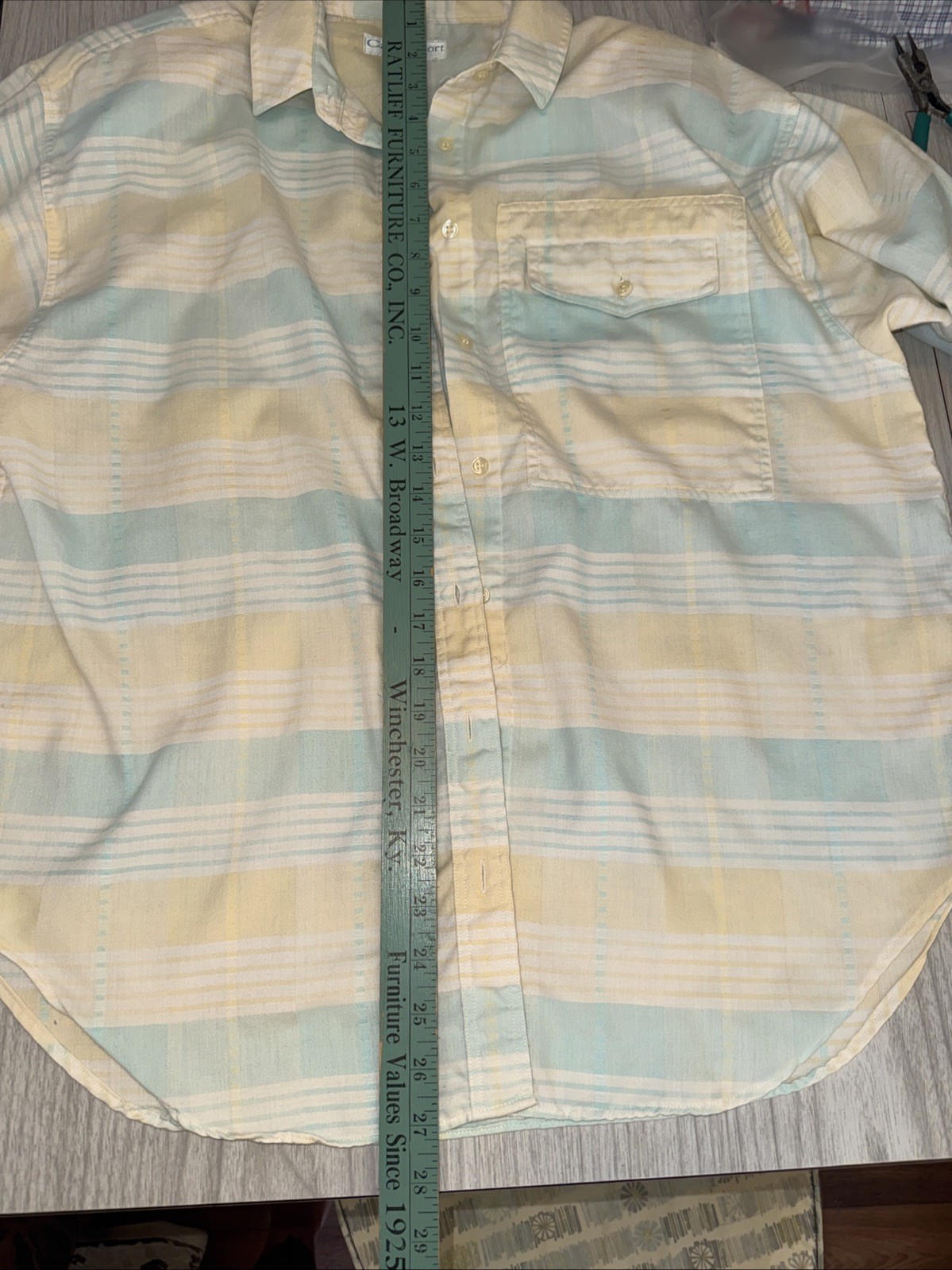 Vintage Shirt 80s CarenSport Button Up Plaid Removable Shoulder Pad Women 2106