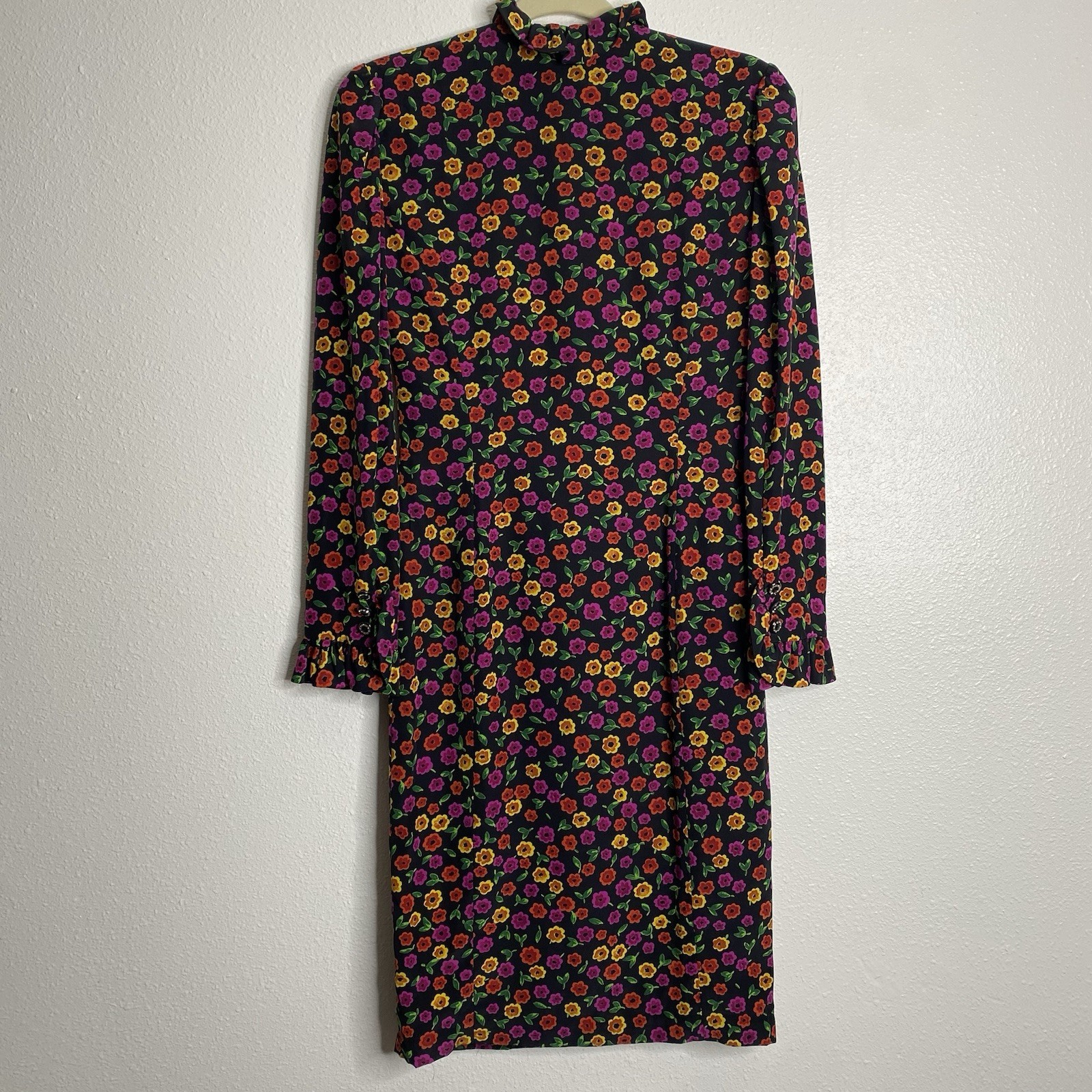 Vintage Hanae Mori Boutique Dress Silk Floral Size 4