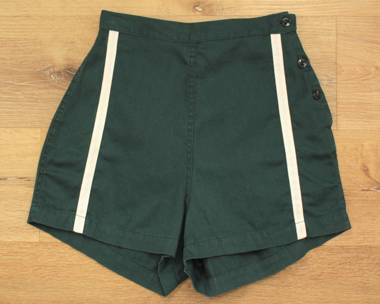 VTG Women’s 50s Teal Green Cotton Girl Scouts Side Button Shorts XS/S 1950s