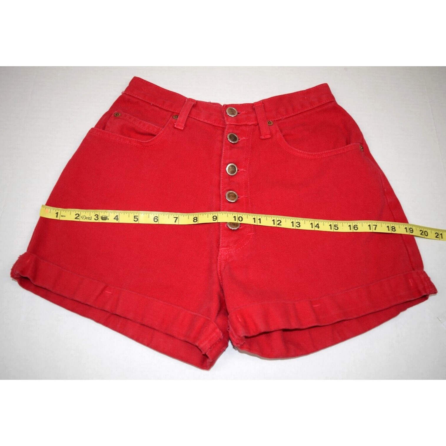 Vintage Jean Shorts LEI Size 3 90s Red Button Fly High Waist Made USA