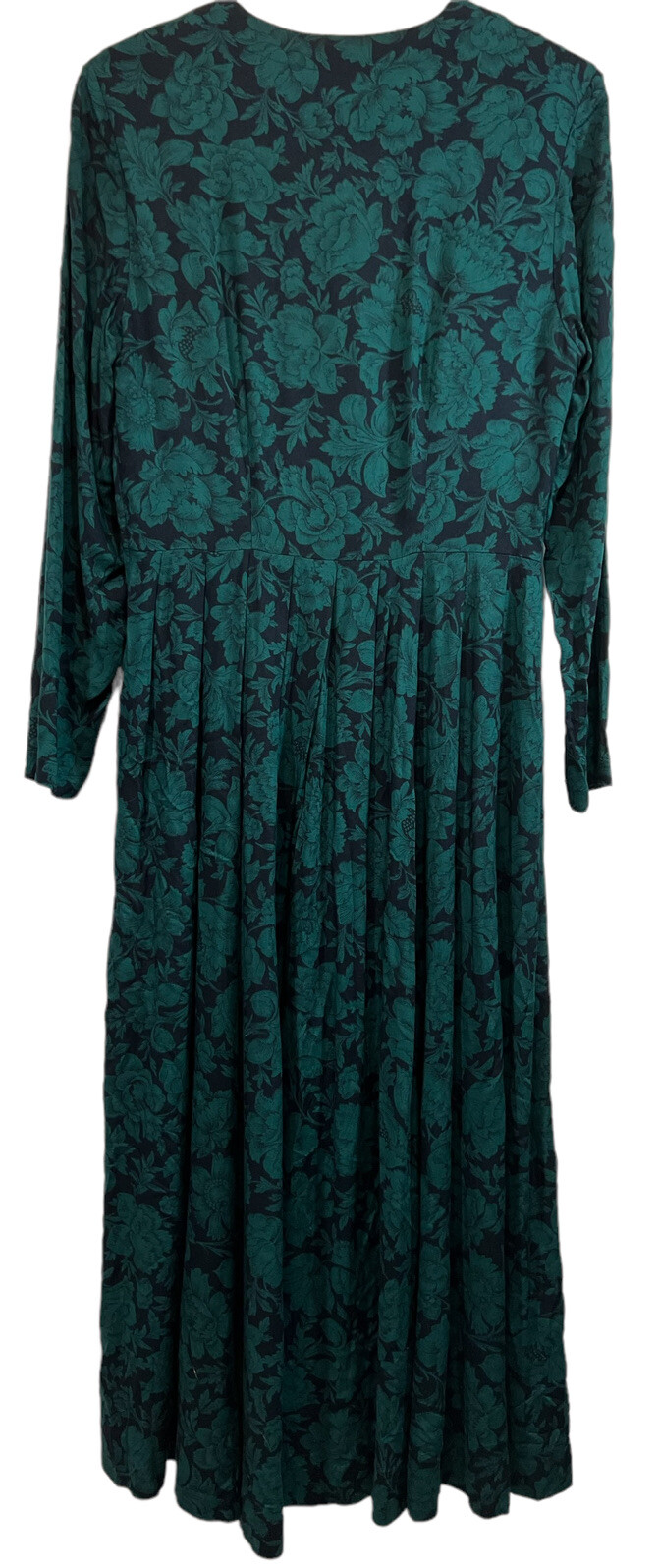 Vtg Laura Ashley UK Dark Florals Cottagecore 80s Maxi Dress US 10 Green Navy