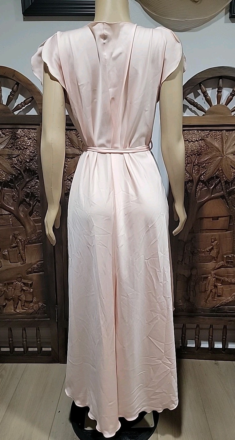 Vintage Georgette Trabolsi Neiman Marcus Pink M Belted Night gown FABULOUS #C