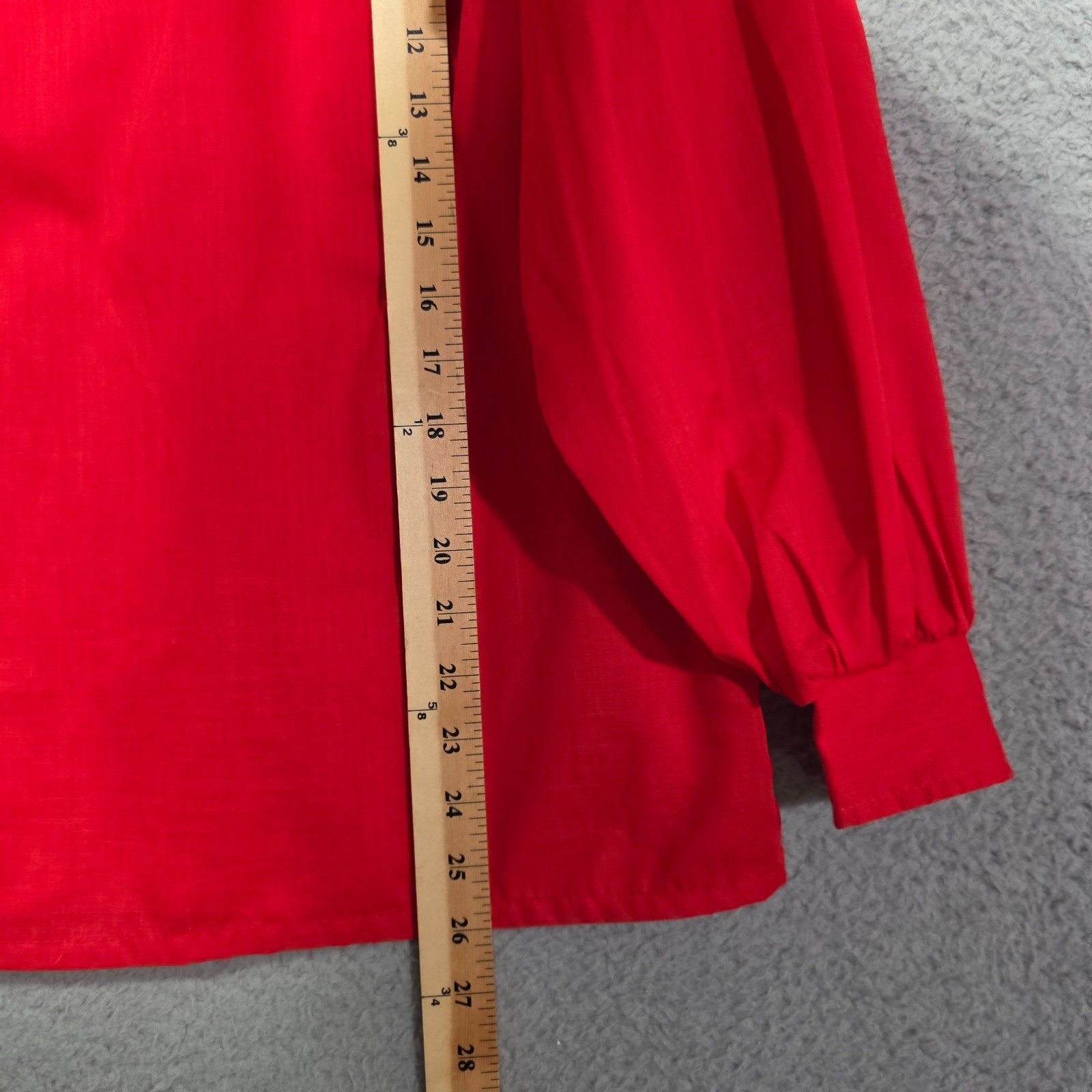 Vintage Separate Pieces Womens Cotton Blend Red Long Sleeve Blouse Sz 12 70s 80s