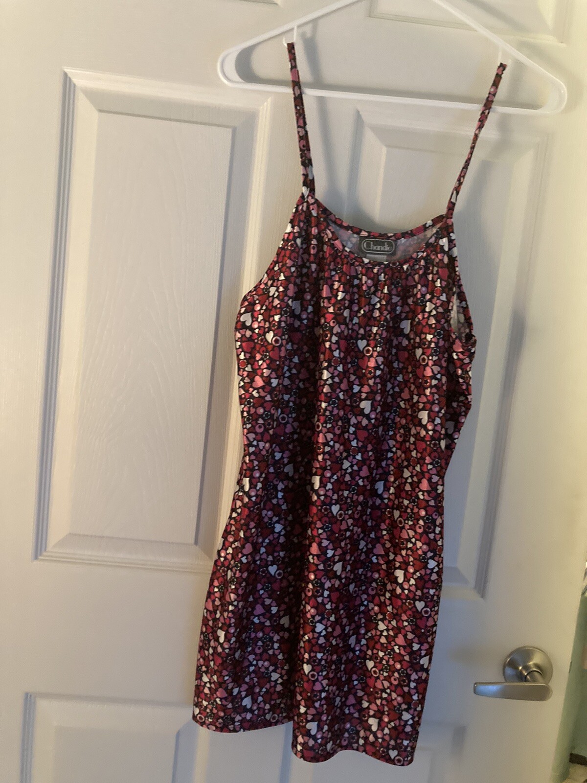 Vintage Chandio Black Pink & White Hearts 2 Piece Nightgown Peignoir Robe Large