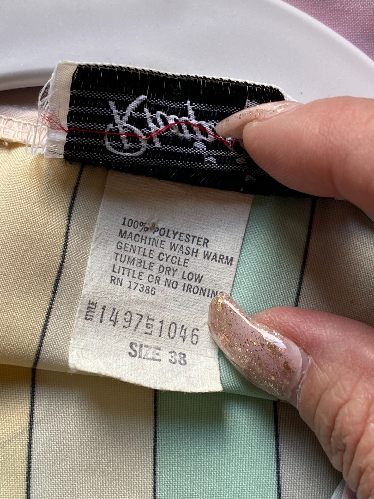 Vintage Rhapsody 70s 80s Pastel Candy Stripe Pearl Button Retro Blouse 38