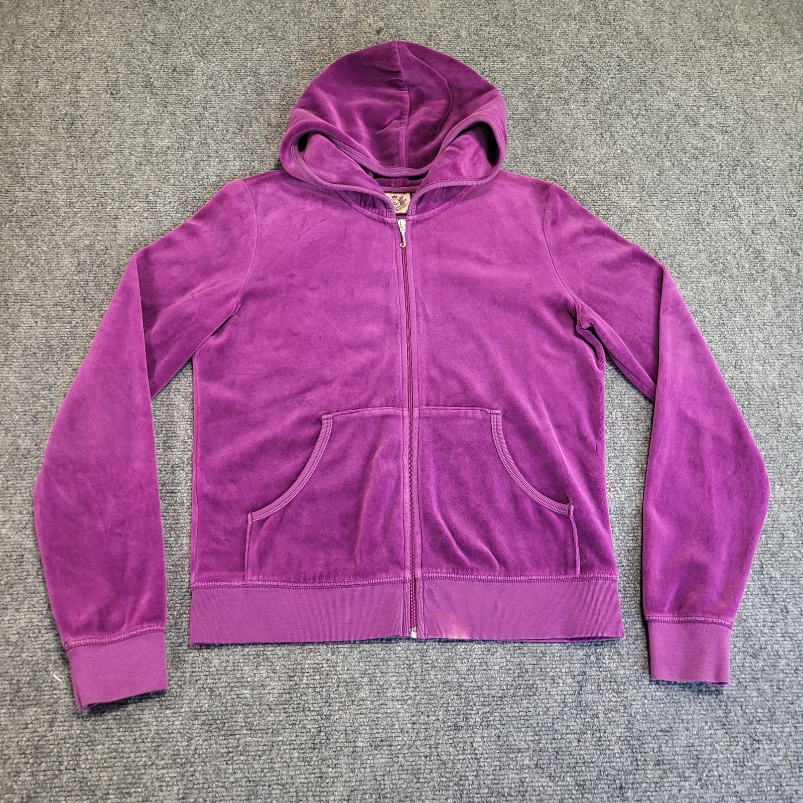 VTG Y2K Juicy Couture Women’s Velour Purple Rhinestones Track Jacket Sz X-Large