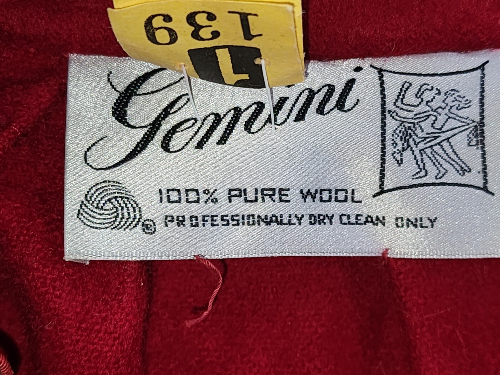 Gemini 100% Wool Shawl Cape Cocoon Wrap Coat Red Vintage 1960s 70s