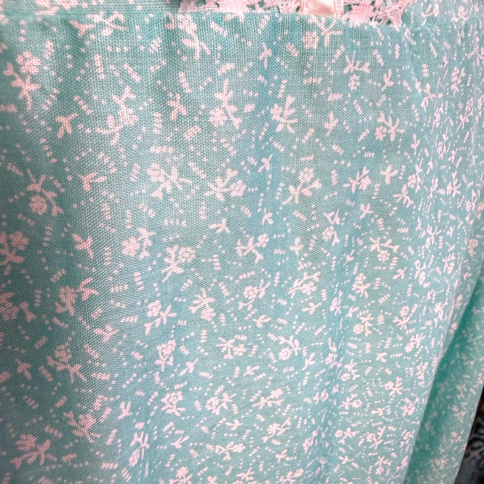 Tara Vintage USA 80s Floral Midi Dress Womens Medium Lace Prairie Cottagecore