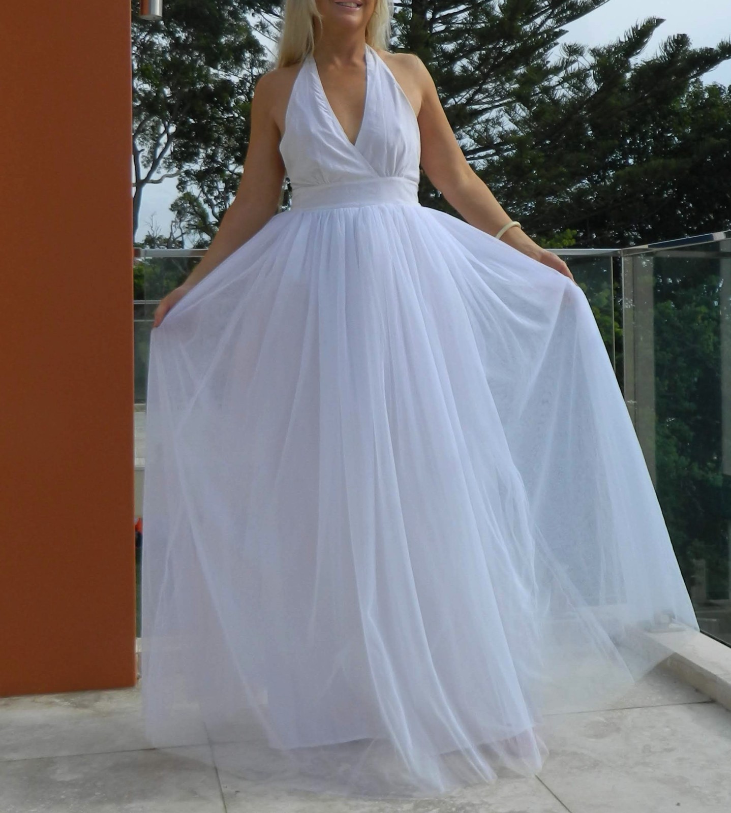 VINTAGE Naf Naf Princess Glamour Fairy-tale Tulle Halter Neck Dress