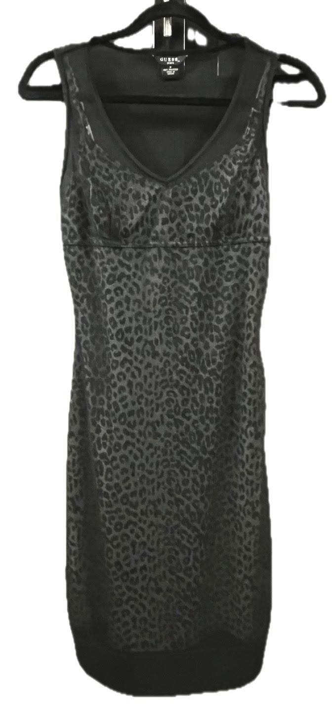 RARE Guess Vintage Y2K Black Sheer Leopard Mesh Slip Dress – Size: Small