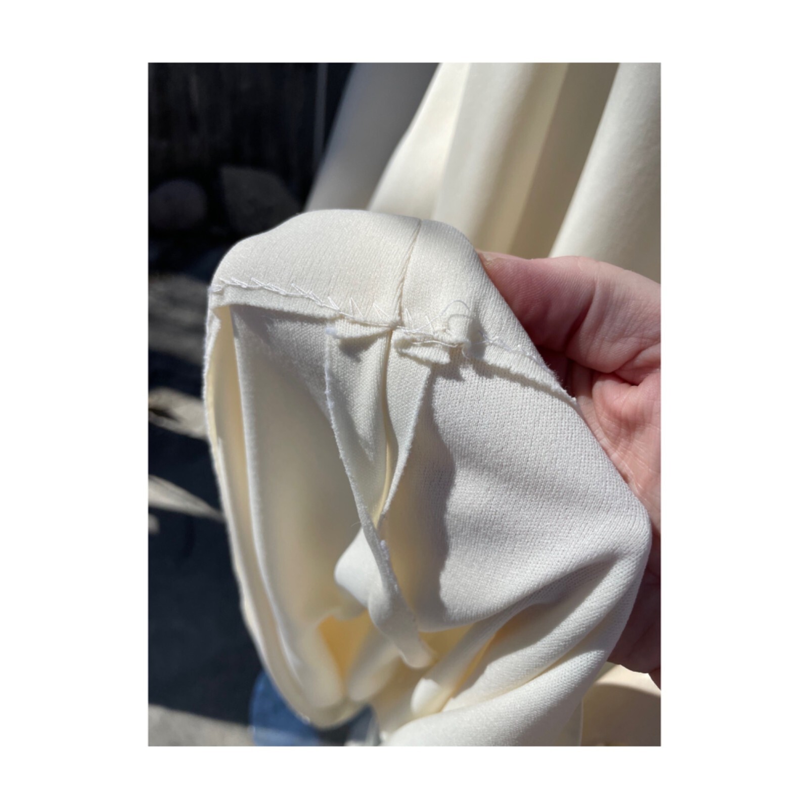 70s Ivory Maxi Dress Brown Ruffle Trim V Neck Cap Sleeve Wide Collar Wide Sash