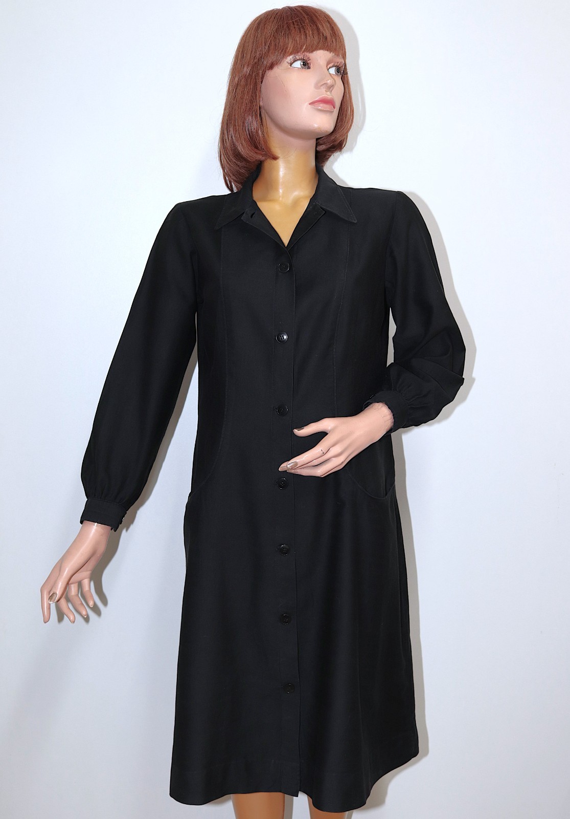 French Vintage 1930/40s Black Light Moleskin Atelier Work Coat Dress Size M