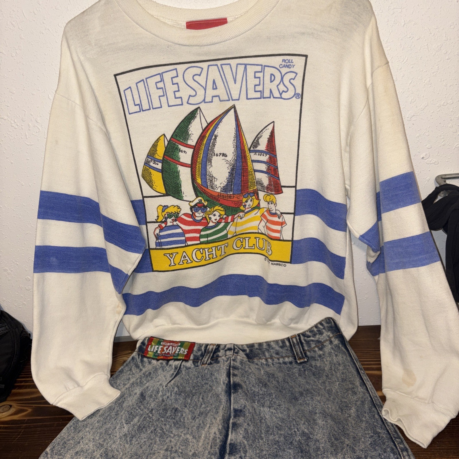 Vintage Sweatshirt & Skirt-teen Girl- Lifesavers Yacht club – & Skirt-80s USA