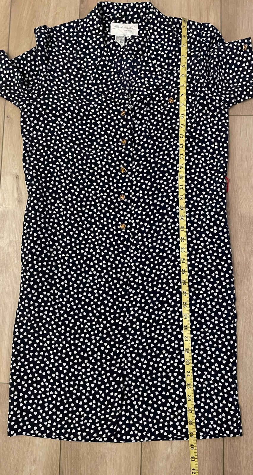 Vintage 80s Schrader Secretary Shirt Dress-Women’s 10P-Black White Heart Pattern