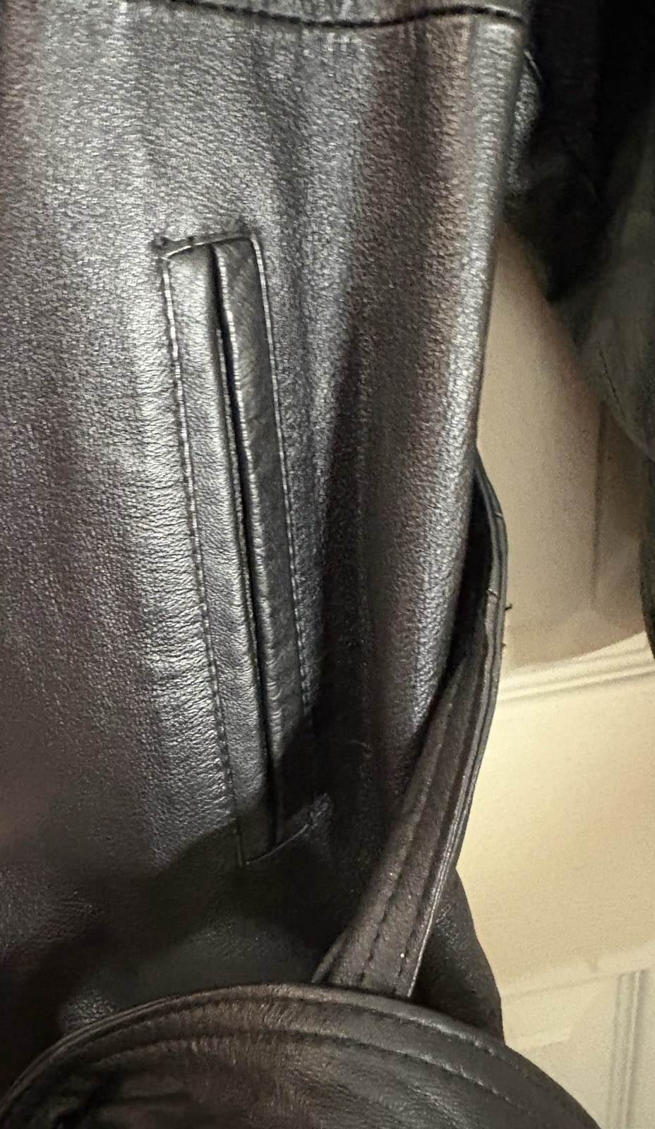 Pelle New York Milano black leather maxi coat with Fur Trim
