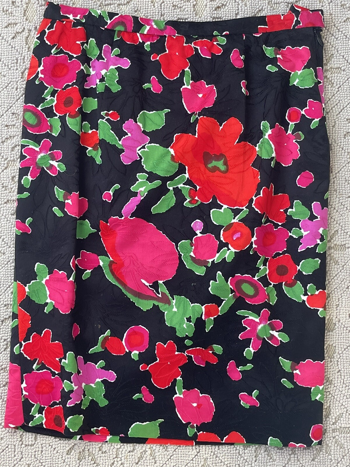 Stunning Vintage 1980’s Pauline Trigere Black Pink Floral Cocktail Ensemble
