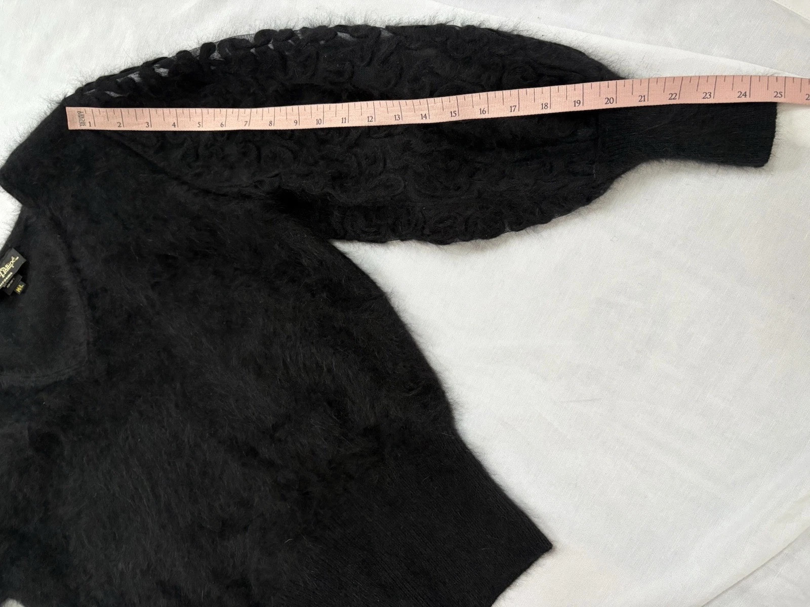 Christine Phillipe Vintage Angora Knit Sweater Black M/L Sheer Sleeves SO SOFT!