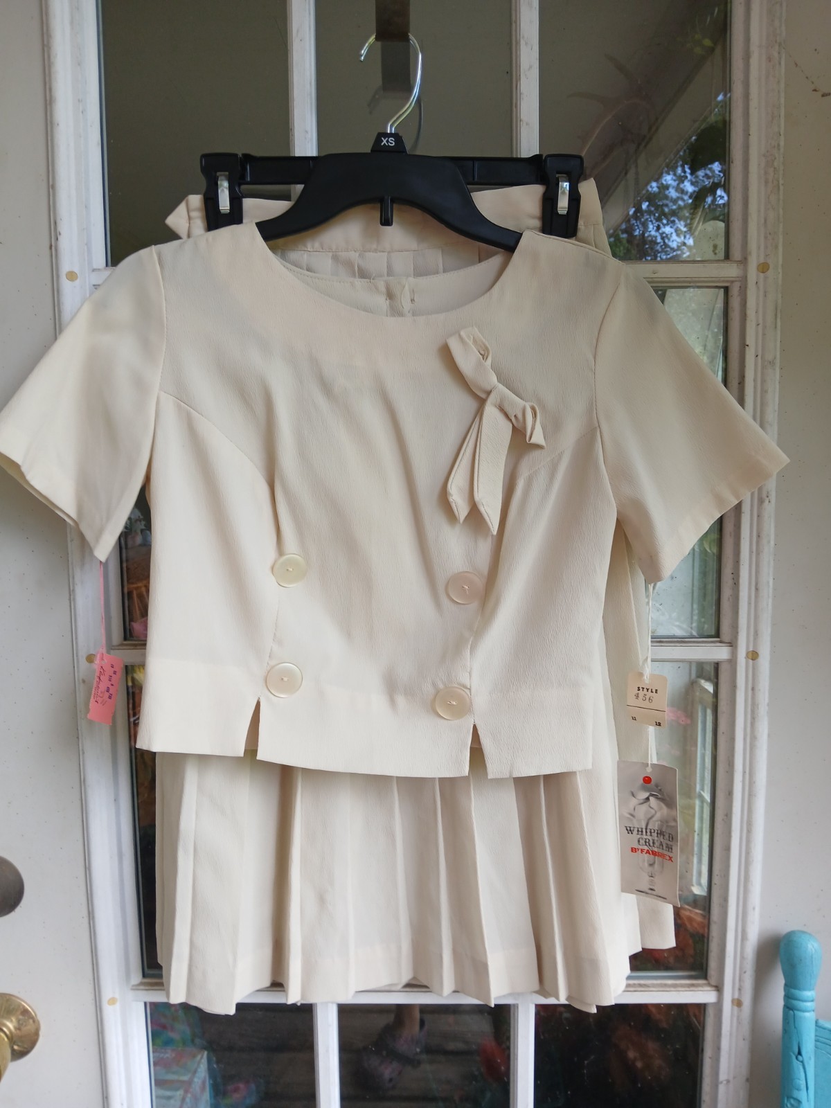 Vintage 1960s NWT Cream Blouse and Skirt Set