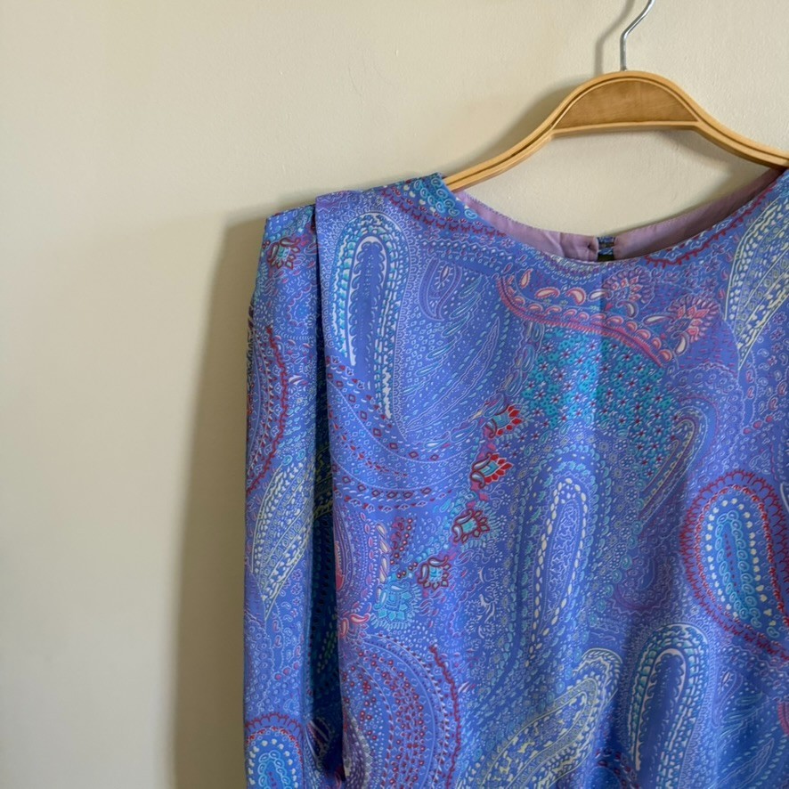 Vintase JSJ Size 6 Secretary Cottagecore Prairie Ditsy Purple Floral Paisley