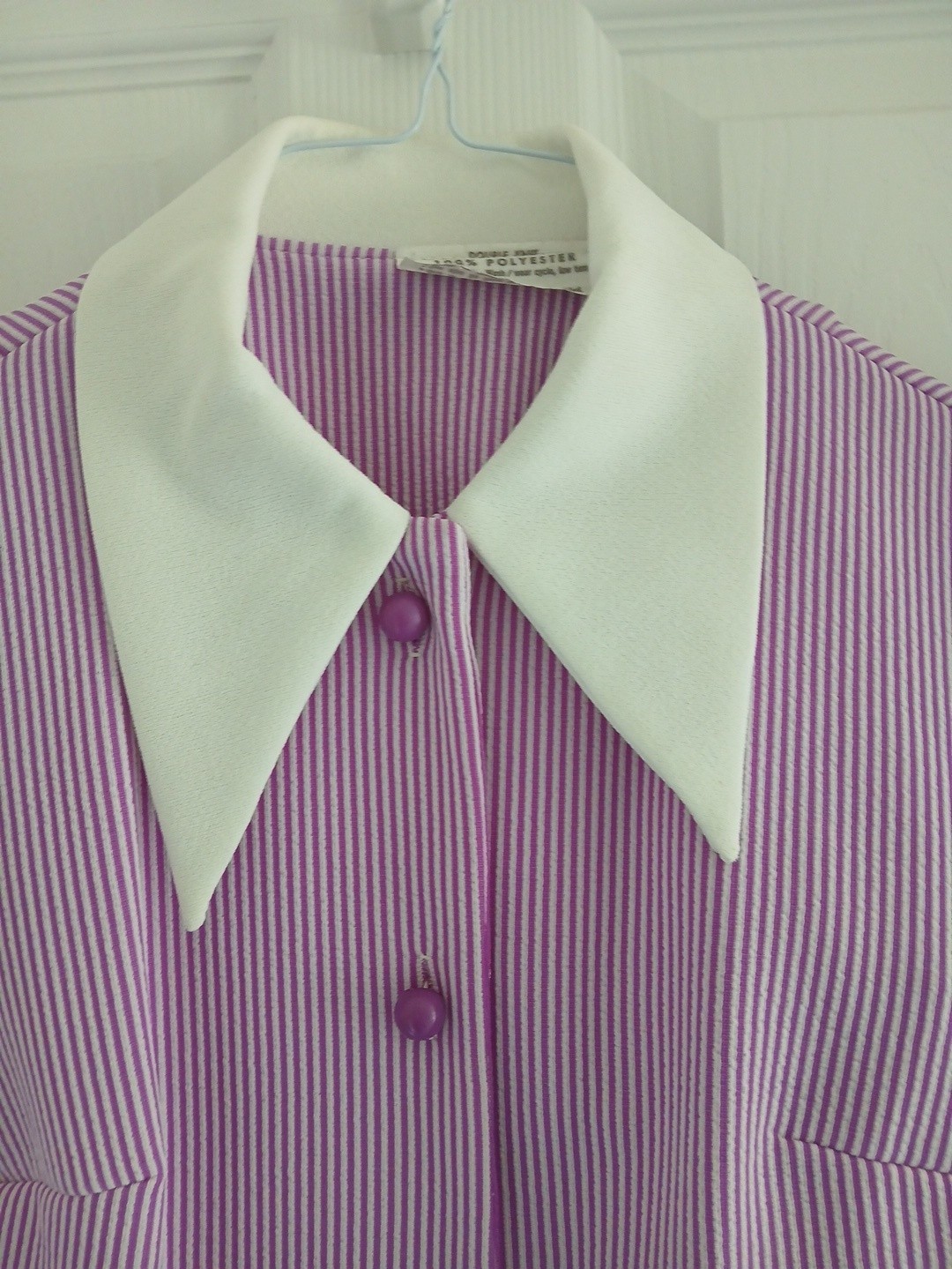 Women’s Vintage Purple/White Pinstripe Button-Down Jacket w/ Matching Skirt. M