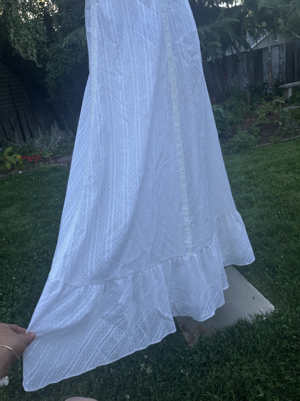 VTG 60 70 Trivia Charm Of Hollywood White Eyelet wedding Maxi Prairie Dress