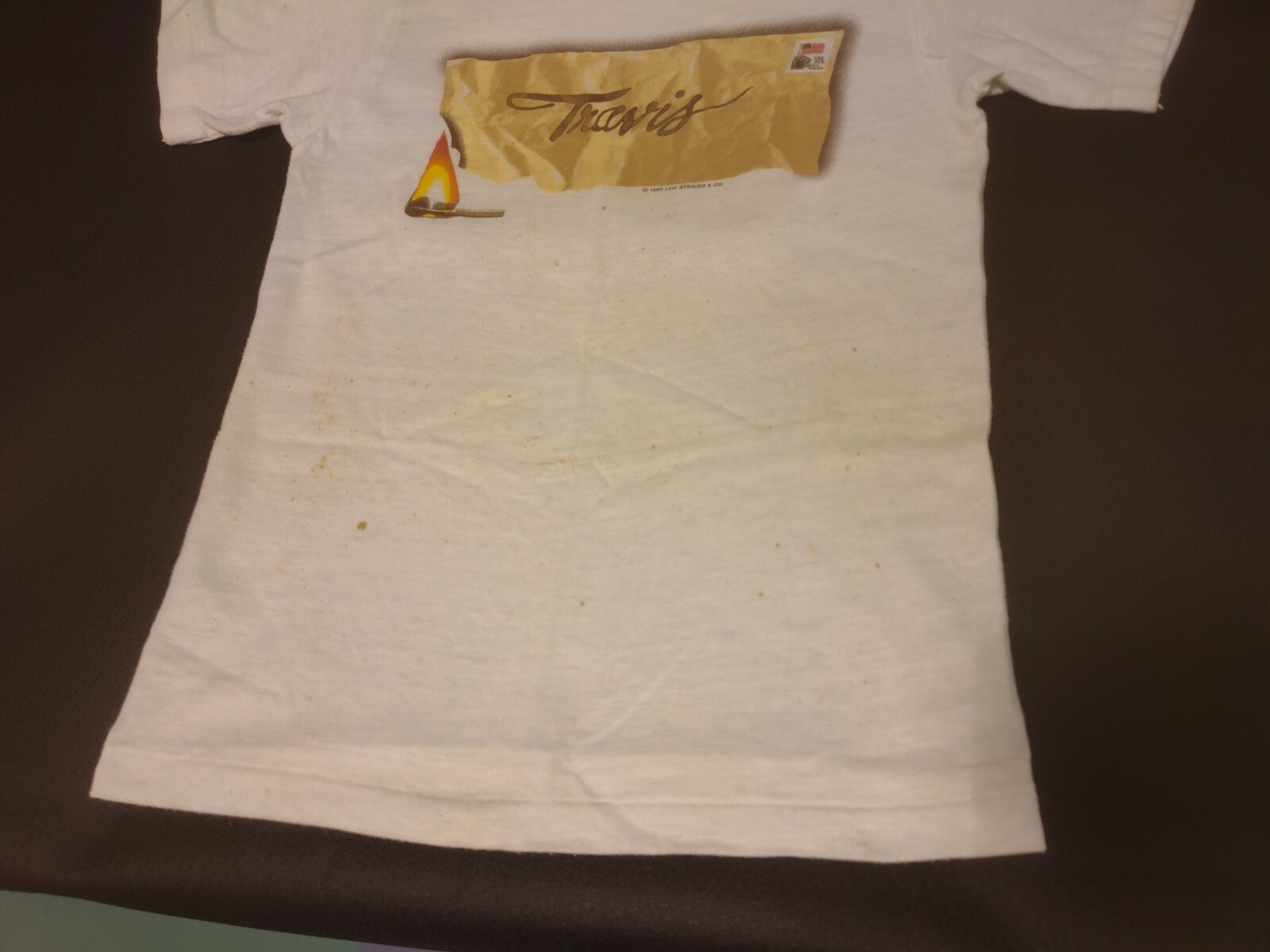 Vintage 80s Levis Fresh Idea Womens T Shirt White XS Travis You’re One Year Late