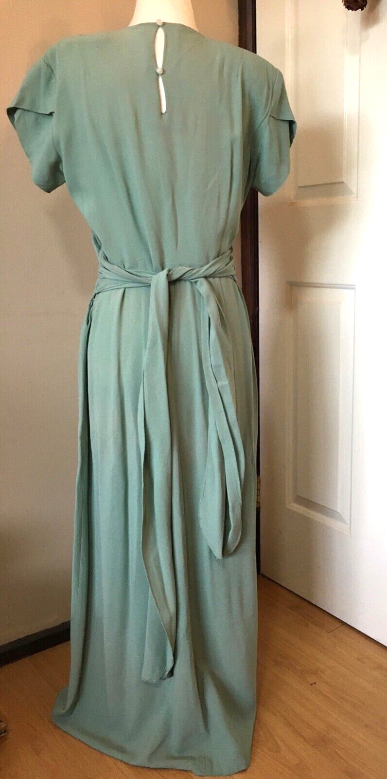 Vintage 1940s Mint Seafoam Green Old Hollywood Glamour Goddess Gown Dress