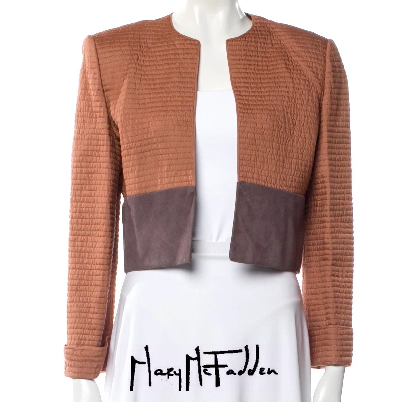 Rare, archival Vintage Mary McFadden Quilted Bolero Jacket, 70s-80s, size S, exc