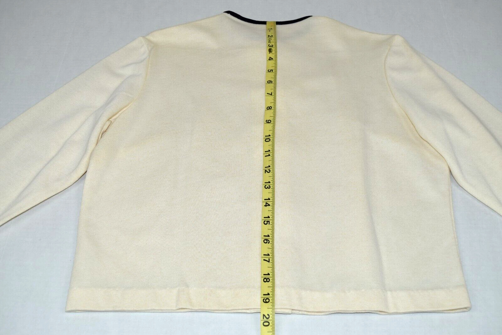 Vintage Jacket Jantzen Size M 70s Ivory Black Trim Leafy Green Embroidered Knit