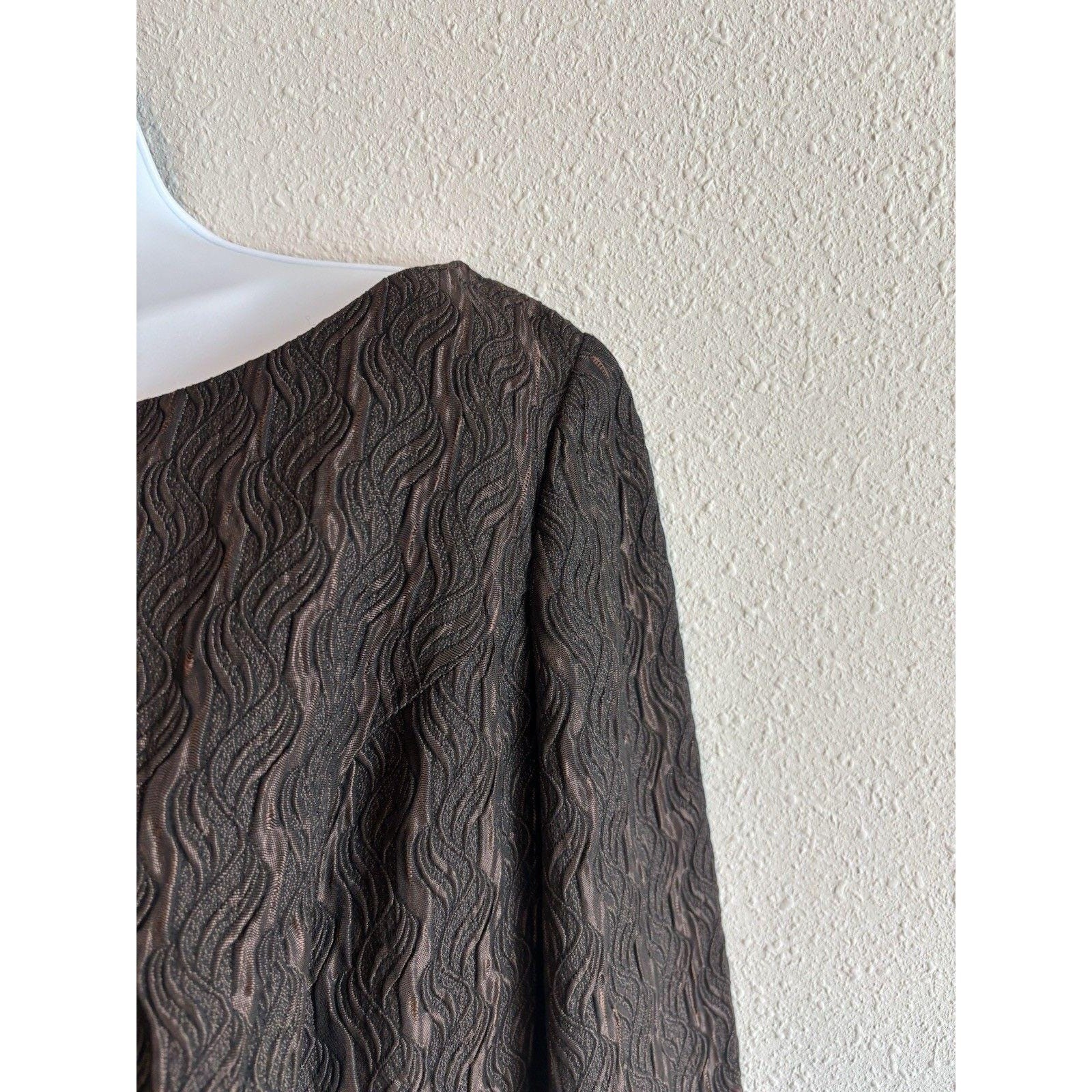 Vintage 1960s Sheath Dress Brown Textured Mod Cocktail Mad Men Jackie O Midi 6 M