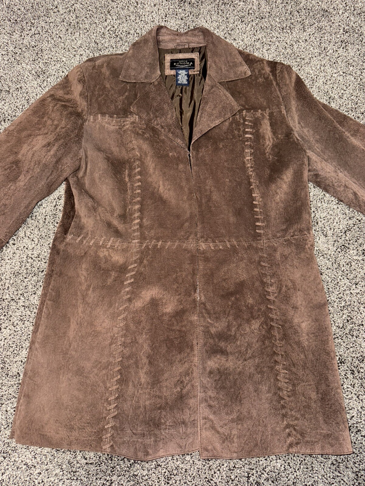 Vintage Fitted Leather Suede Sonoma Jacket XL With Stitching Detail