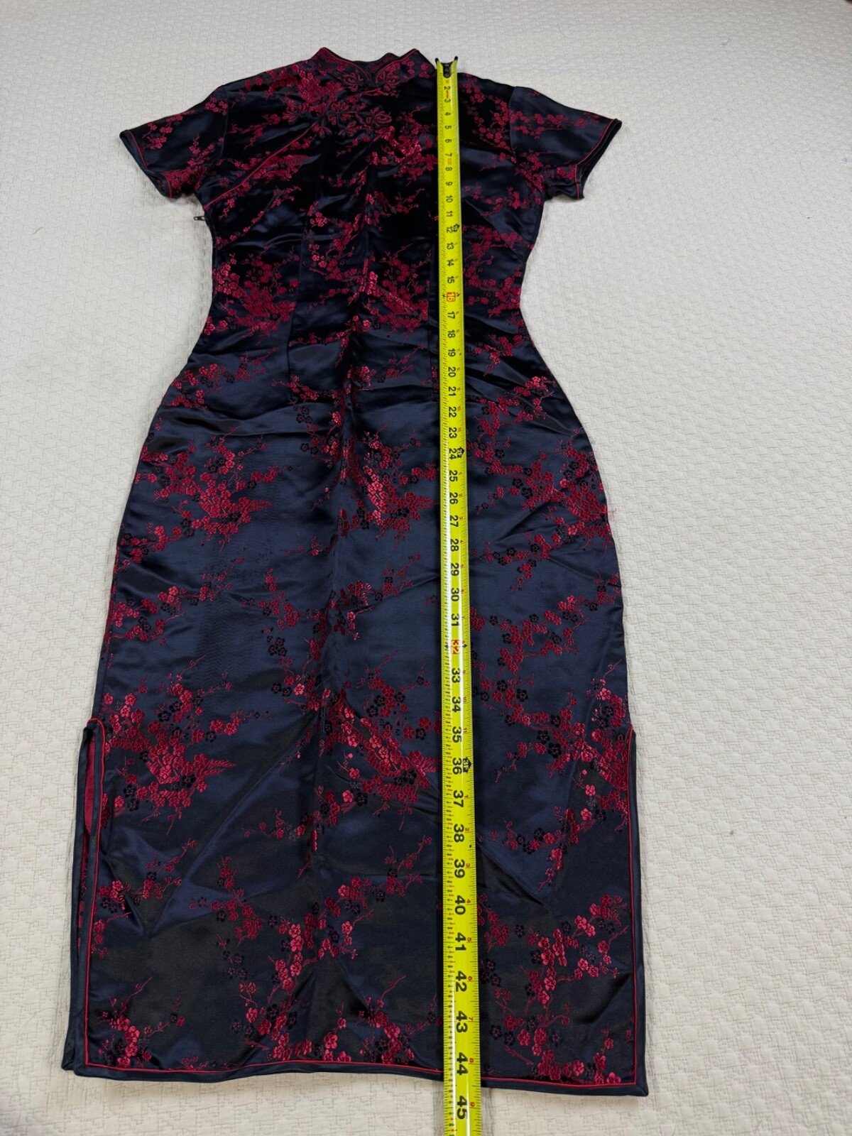 Vintage Traditional Cocktail Dress 1970s Asian | Black and Red | Size 36 Small