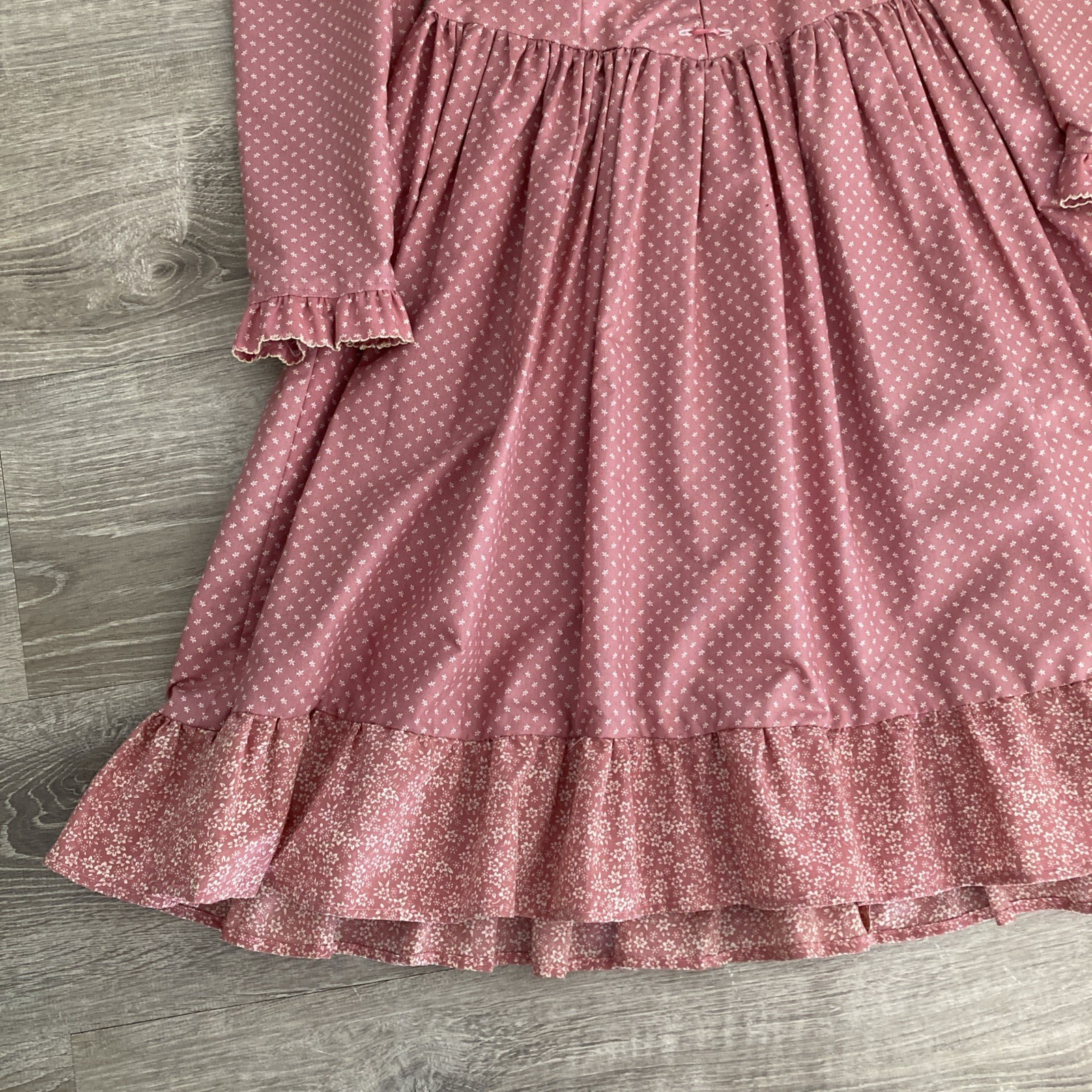 Vintage Hand Made For My Special Little Girl Prairie Dress Sz M Pink Floral Midi