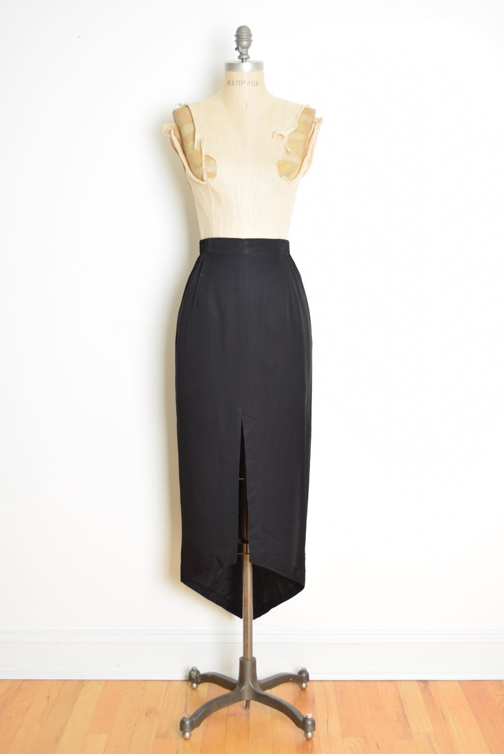 vintage 80s skirt Criscione black tuxedo tails asymmetrical high waist rise M