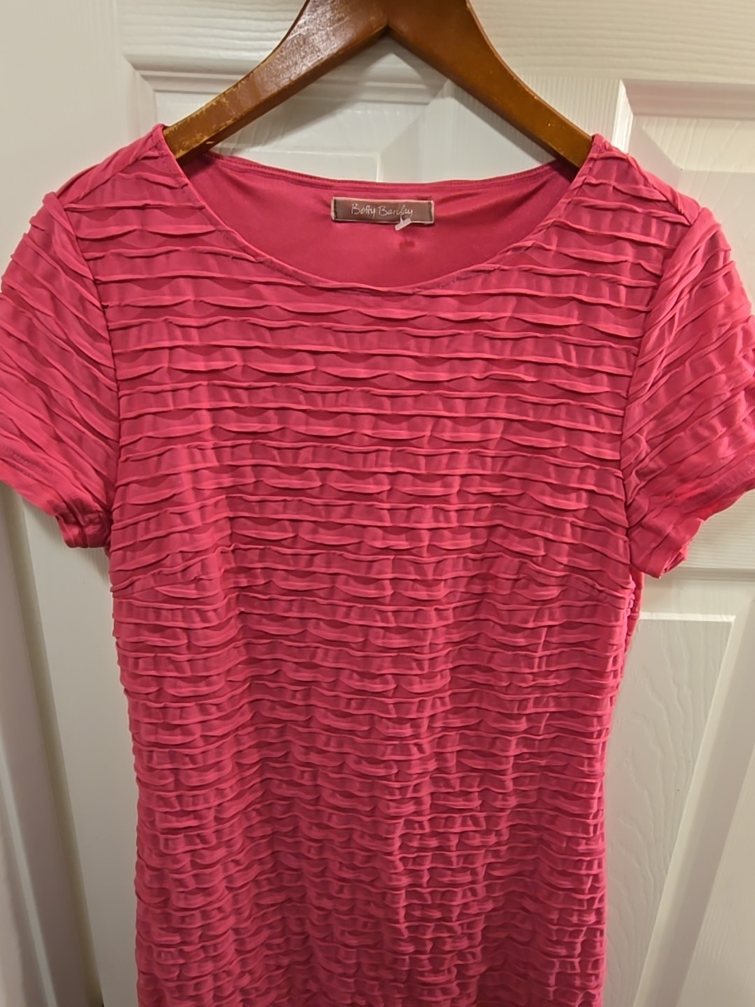 Vtg Pink Betty Barclay Dress w/Soft Side Pleats Feminine Fit Size 38