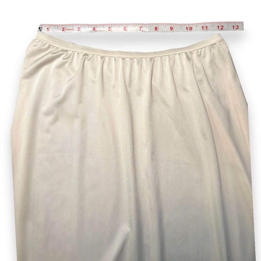 Vintage Shadowline Nylon Half Slip Skirt Lace Trim Medium 70s 80s Made in USA