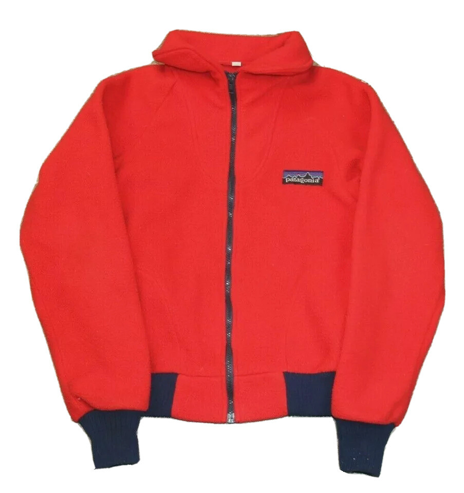 RARE Vintage 70s Patagonia Big Logo Womens Fleece Jacket Size 11/12 Full Zip