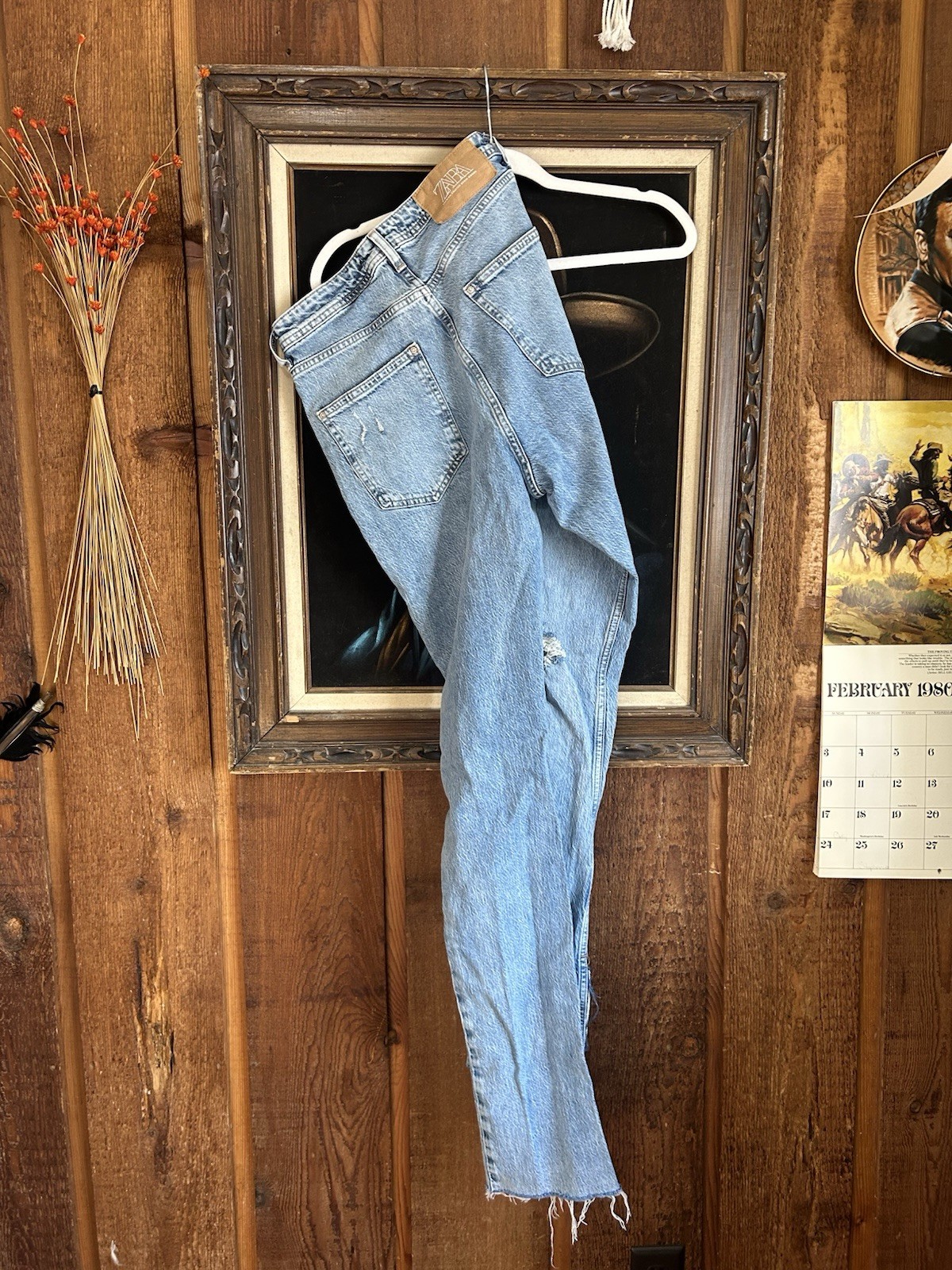 ZARA Women’s Distressed Blue Jeans Denim USA 6 Split flare Y2K