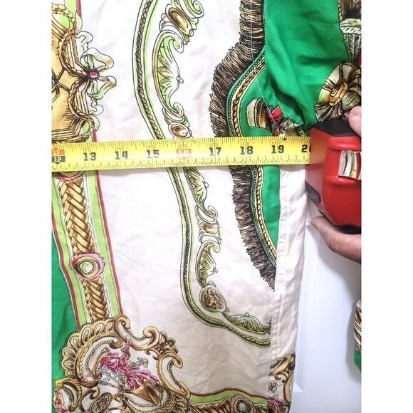 VTG Ted Lapidus Paris Scarf Print Blouse Women’s M Green Equestrian Preppy Shirt